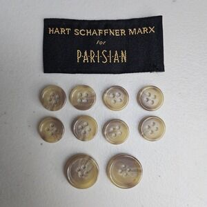 Hart Schaffner Marx Parisian Replacement Suit Blazer Buttons Set Tan 4-Hole Flat